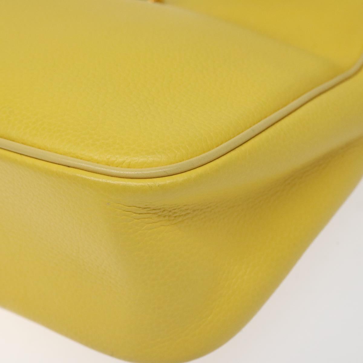 CELINE Shoulder Bag Leather Gold Yellow Auth BD1655