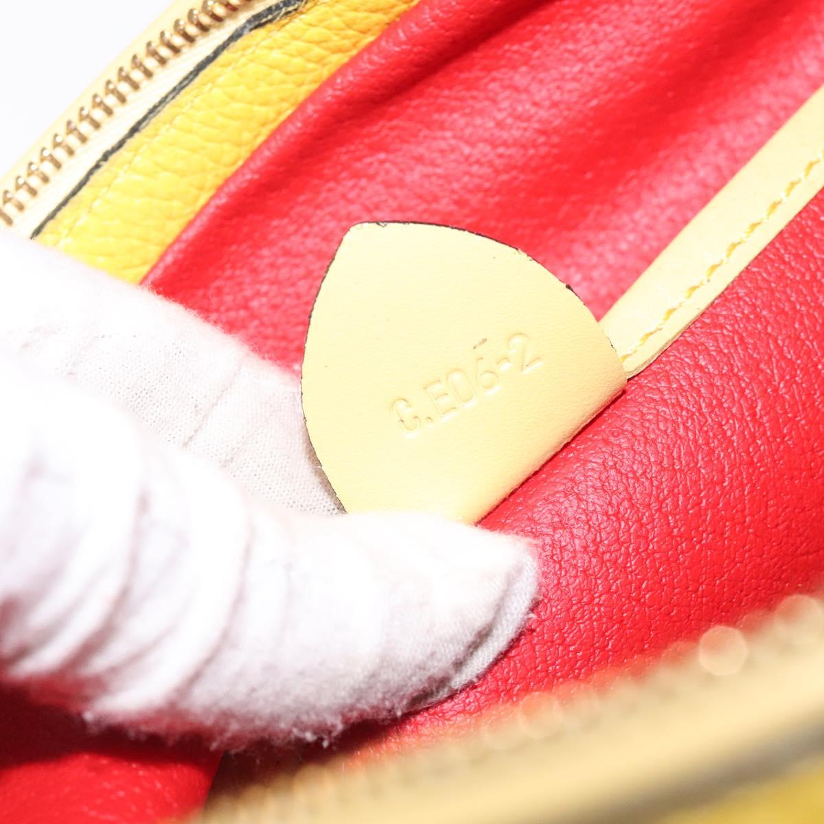 CELINE Shoulder Bag Leather Gold Yellow Auth BD1655