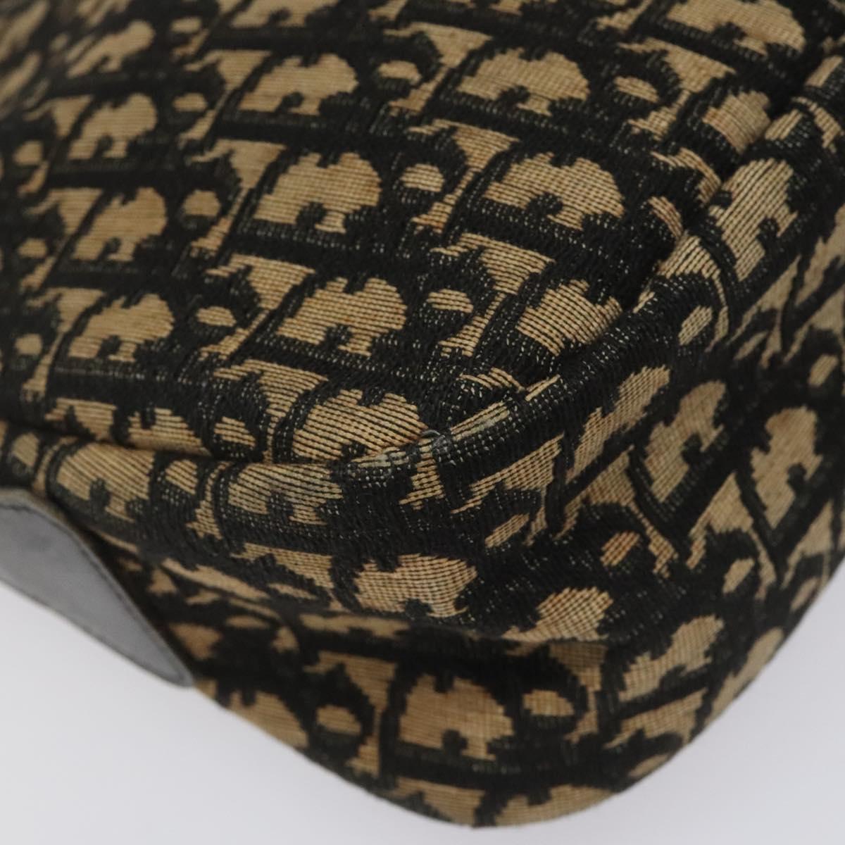 Christian Dior Trotter Canvas Shoulder Bag Navy Gold Auth BD167