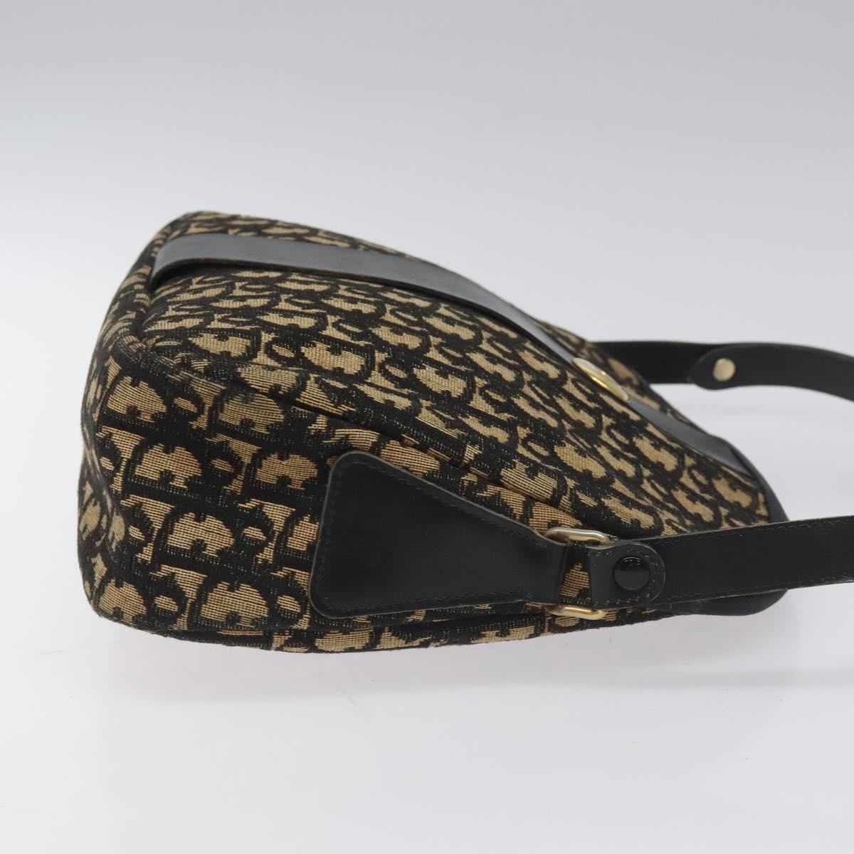 Christian Dior Trotter Canvas Shoulder Bag Navy Gold Auth BD167