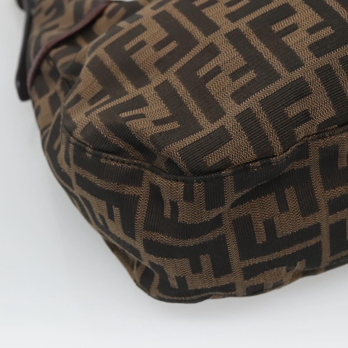 FENDI Zucca Canvas Shoulder Bag Black Brown Auth BD1699V
