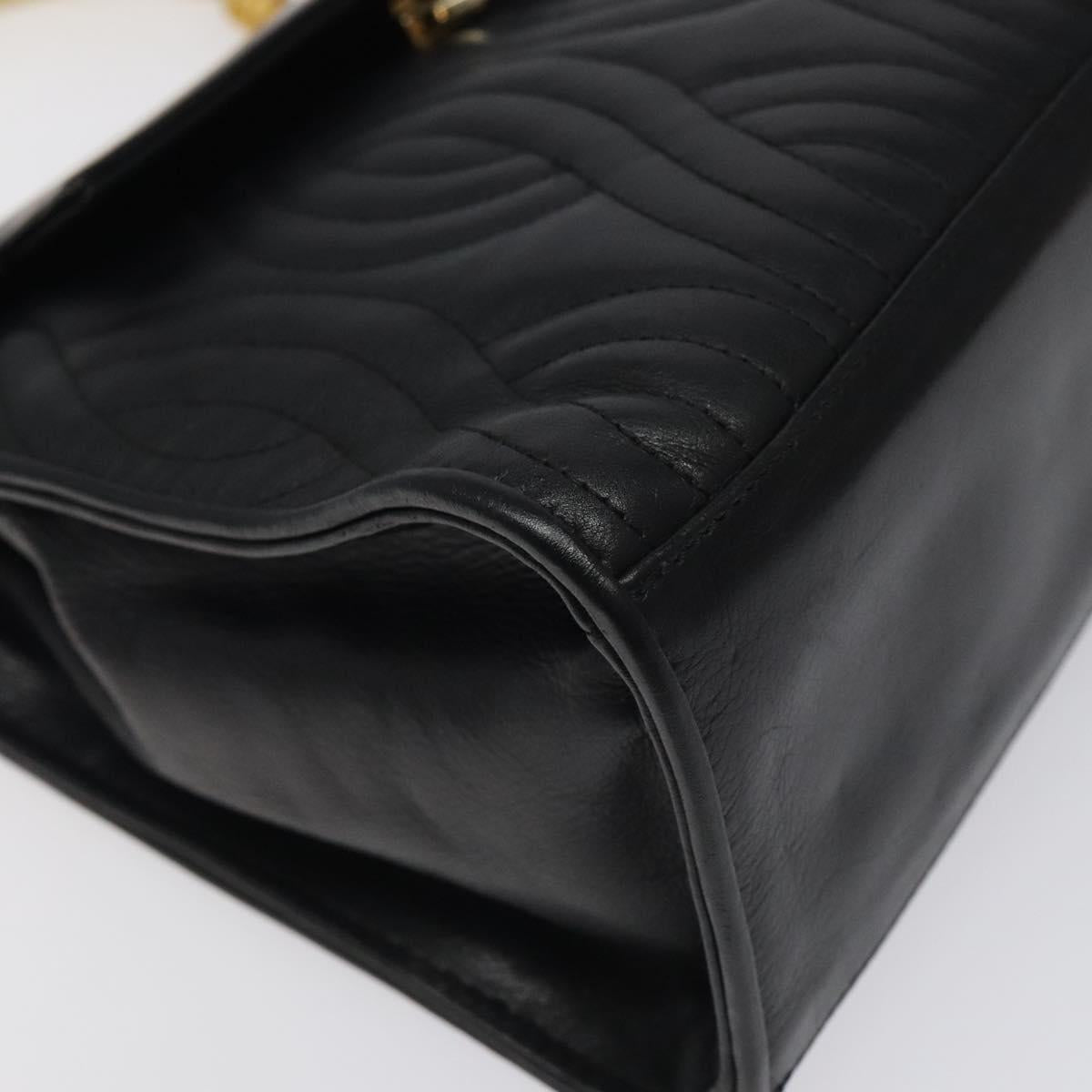 FENDI Pasta Hand Bag Leather Black Auth BD1700V