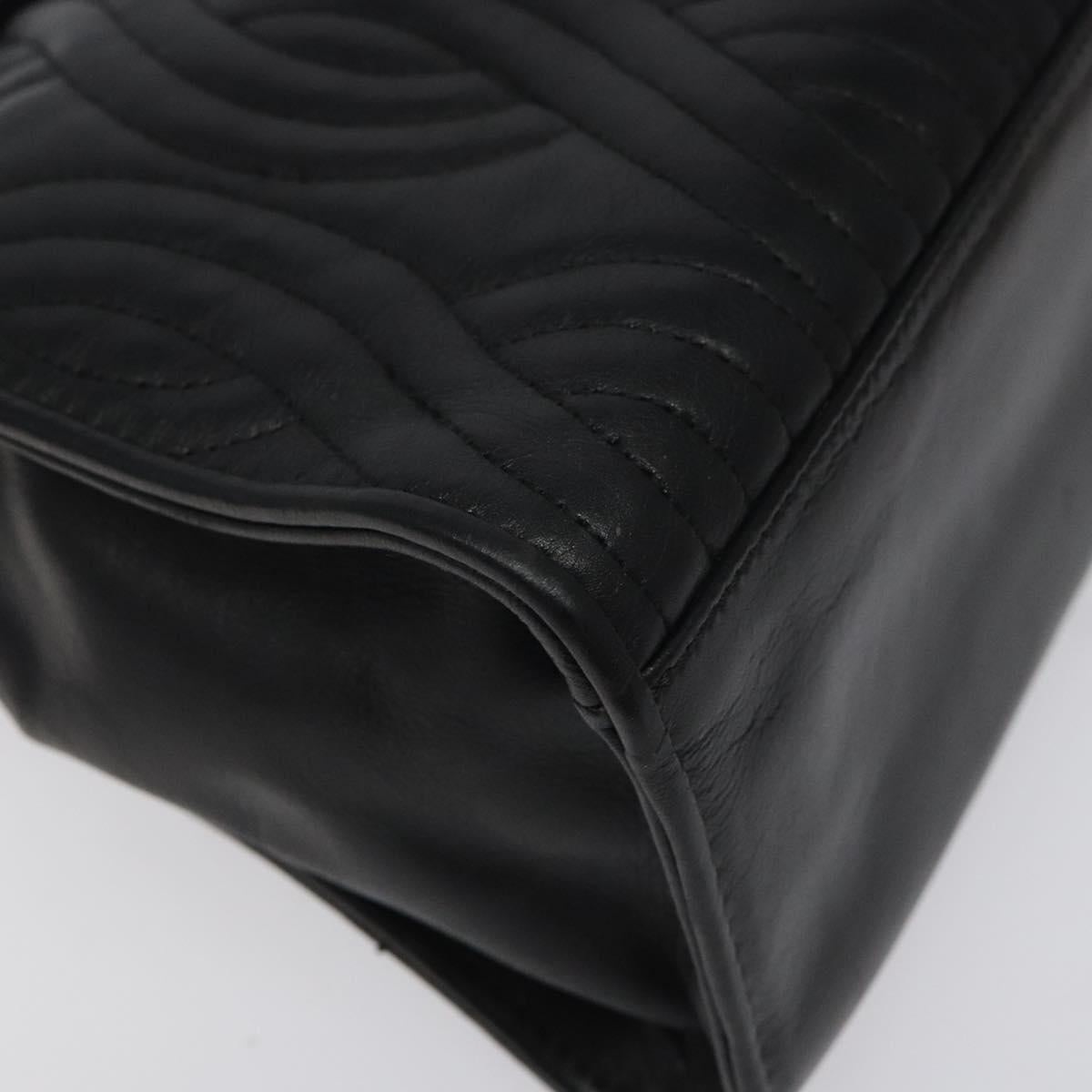 FENDI Pasta Hand Bag Leather Black Auth BD1700V