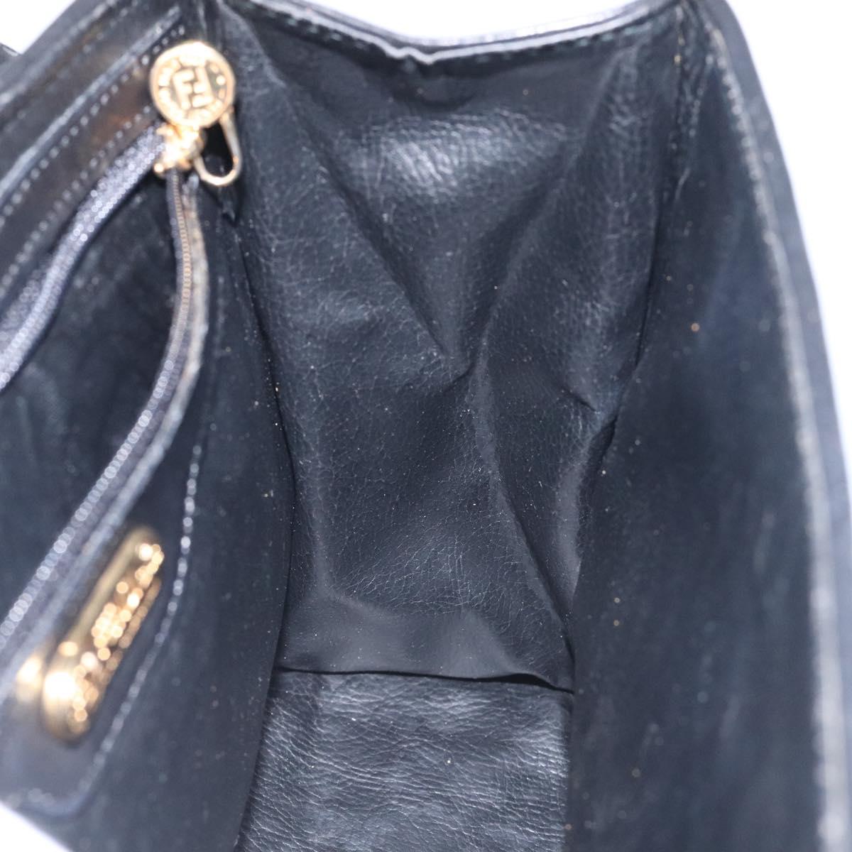 FENDI Pasta Hand Bag Leather Black Auth BD1700V