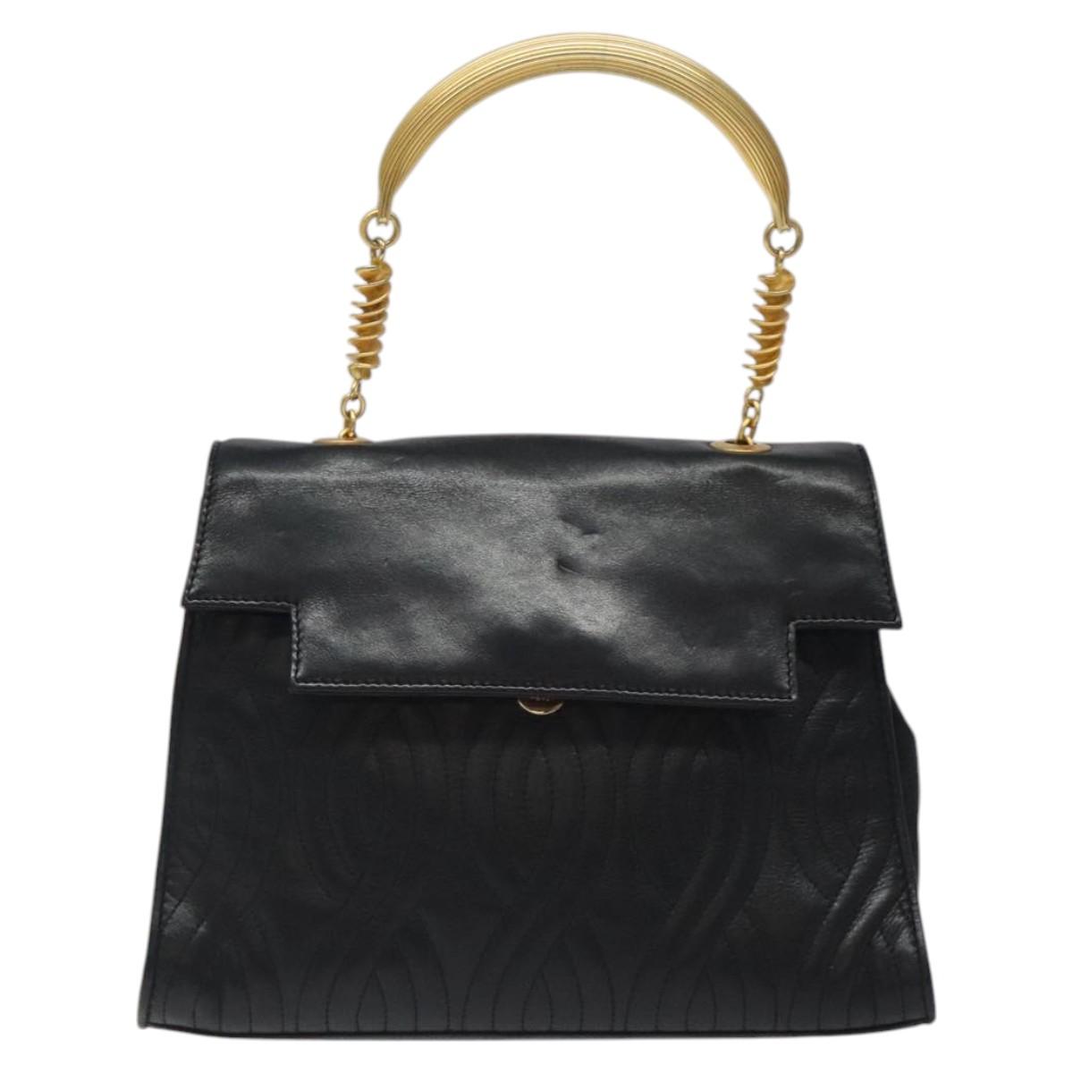 FENDI Pasta Hand Bag Leather Black Auth BD1700V