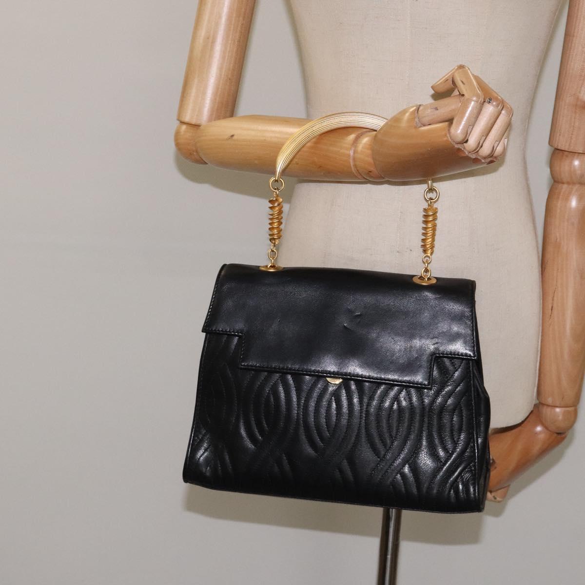 FENDI Pasta Hand Bag Leather Black Auth BD1700V