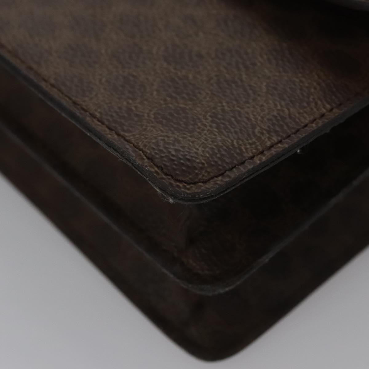 CELINE Macadam Canvas Hand Bag PVC Leather Brown Gold Auth BD171