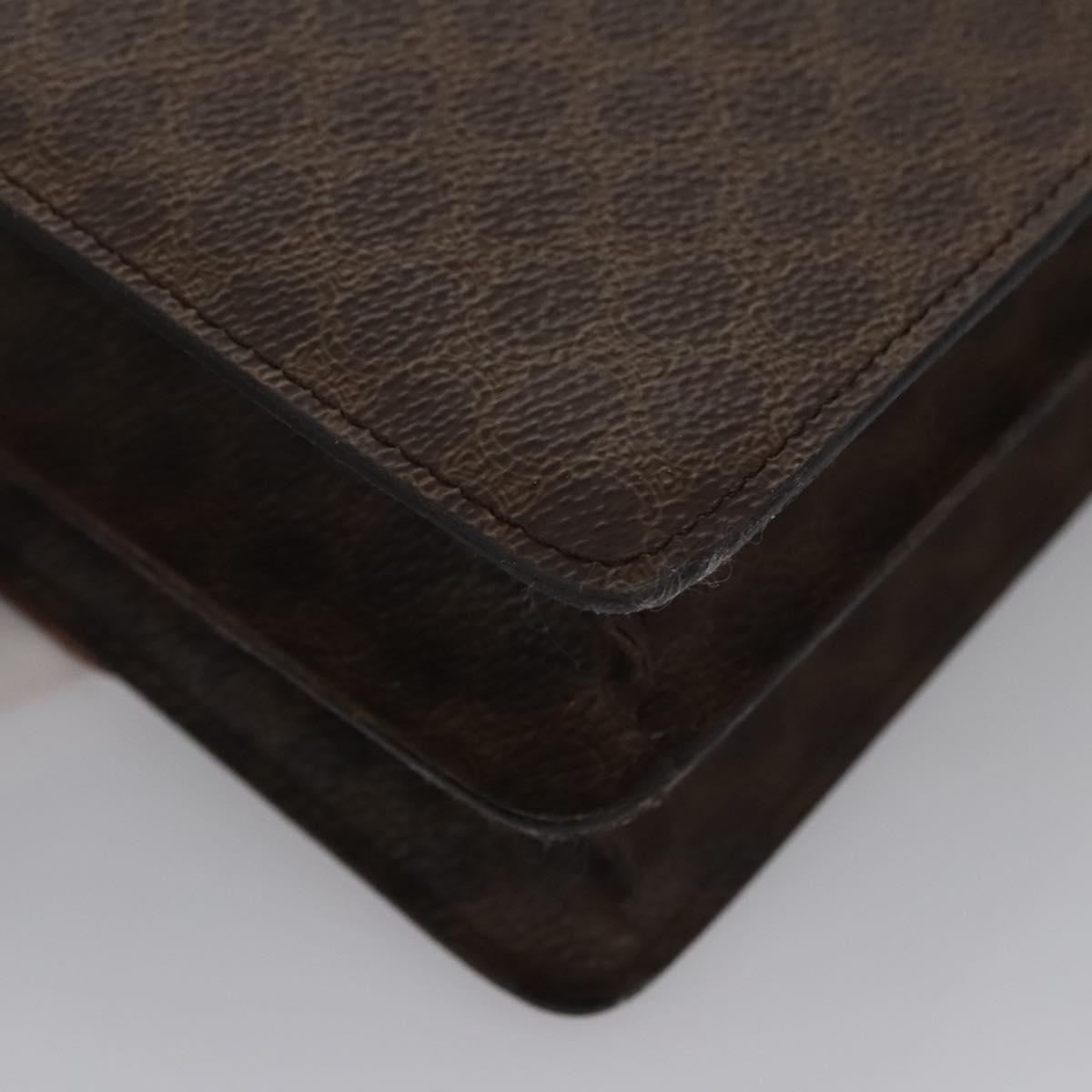 CELINE Macadam Canvas Hand Bag PVC Leather Brown Gold Auth BD171