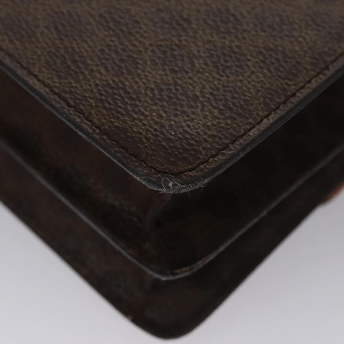 CELINE Macadam Canvas Hand Bag PVC Leather Brown Gold Auth BD171