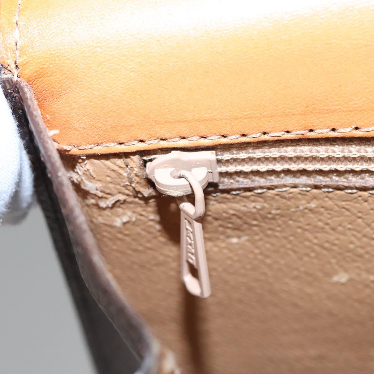 CELINE Macadam Canvas Hand Bag PVC Leather Brown Gold Auth BD171