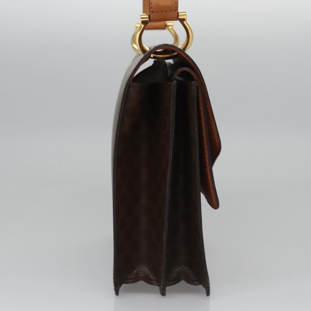 CELINE Macadam Canvas Hand Bag PVC Leather Brown Gold Auth BD171