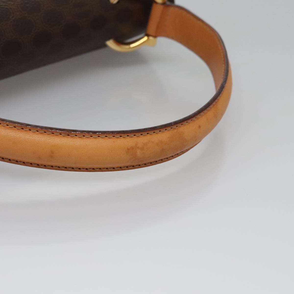 CELINE Macadam Canvas Hand Bag PVC Leather Brown Gold Auth BD171