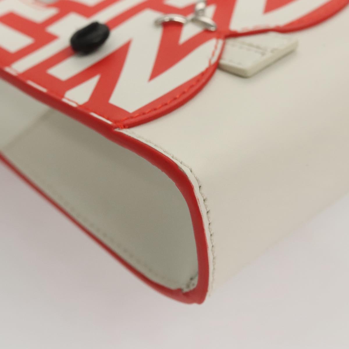 FENDI Bunny Mark Jacobs Collaboration Bag Leather White Red Silver Auth BD1711M