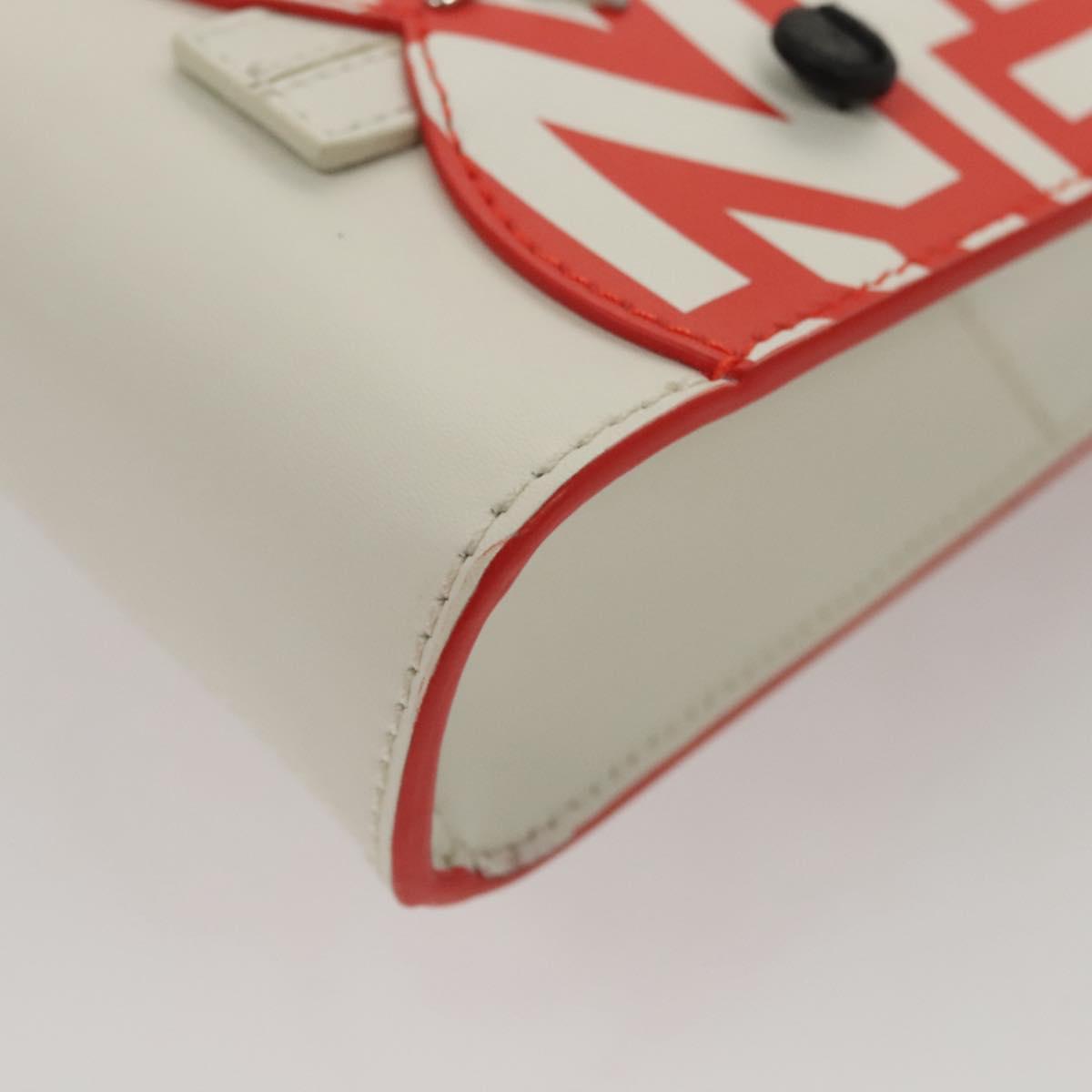 FENDI Bunny Mark Jacobs Collaboration Bag Leather White Red Silver Auth BD1711M