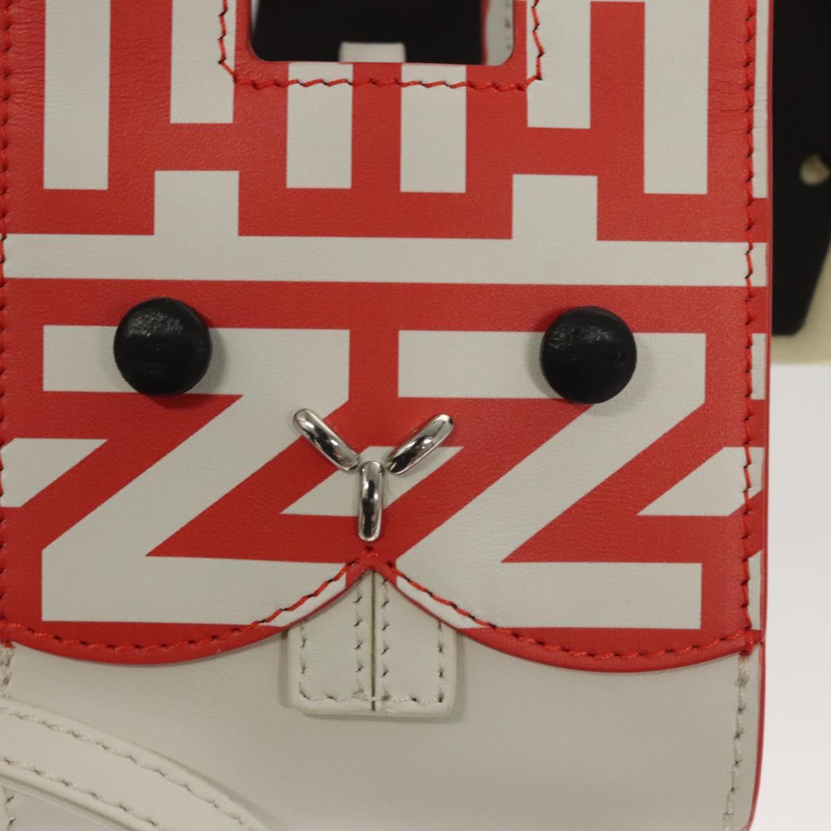 FENDI Bunny Mark Jacobs Collaboration Bag Leather White Red Silver Auth BD1711M