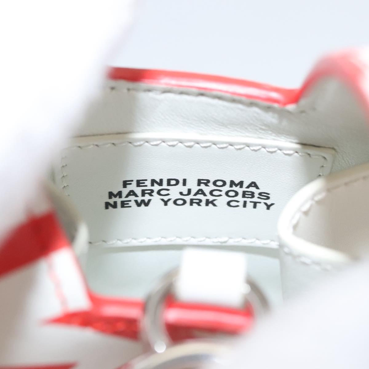 FENDI Bunny Mark Jacobs Collaboration Bag Leather White Red Silver Auth BD1711M