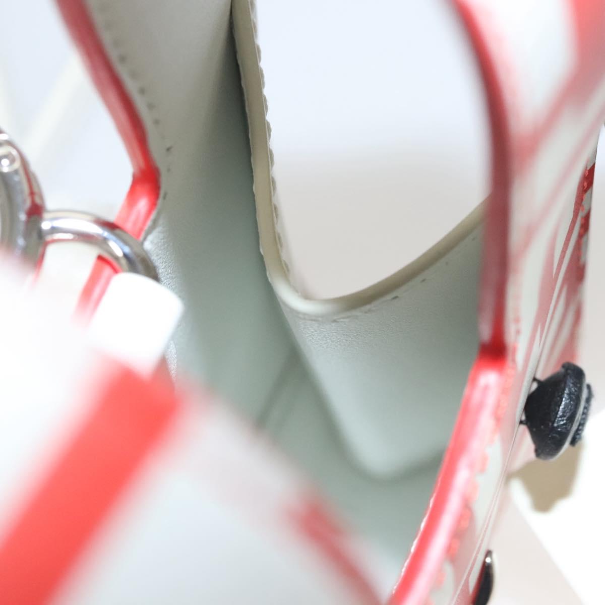 FENDI Bunny Mark Jacobs Collaboration Bag Leather White Red Silver Auth BD1711M