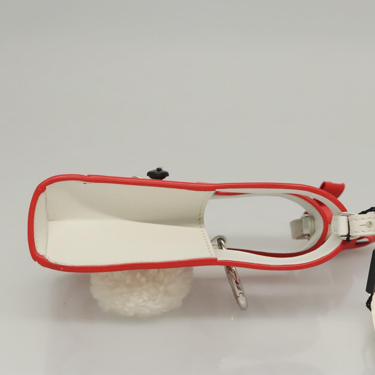 FENDI Bunny Mark Jacobs Collaboration Bag Leather White Red Silver Auth BD1711M