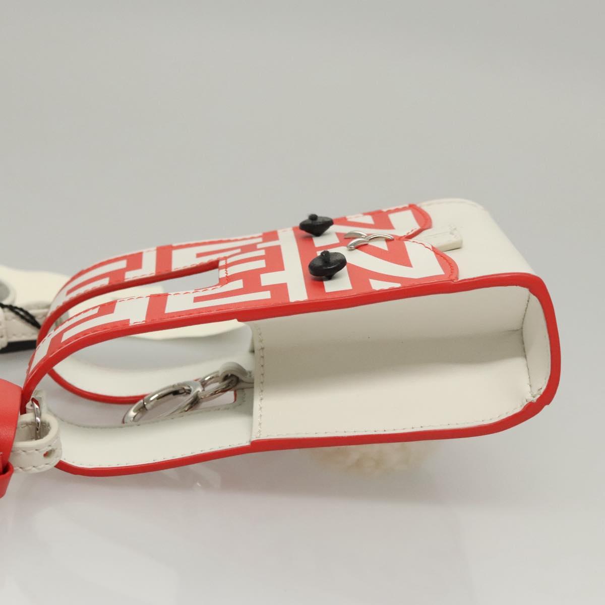 FENDI Bunny Mark Jacobs Collaboration Bag Leather White Red Silver Auth BD1711M