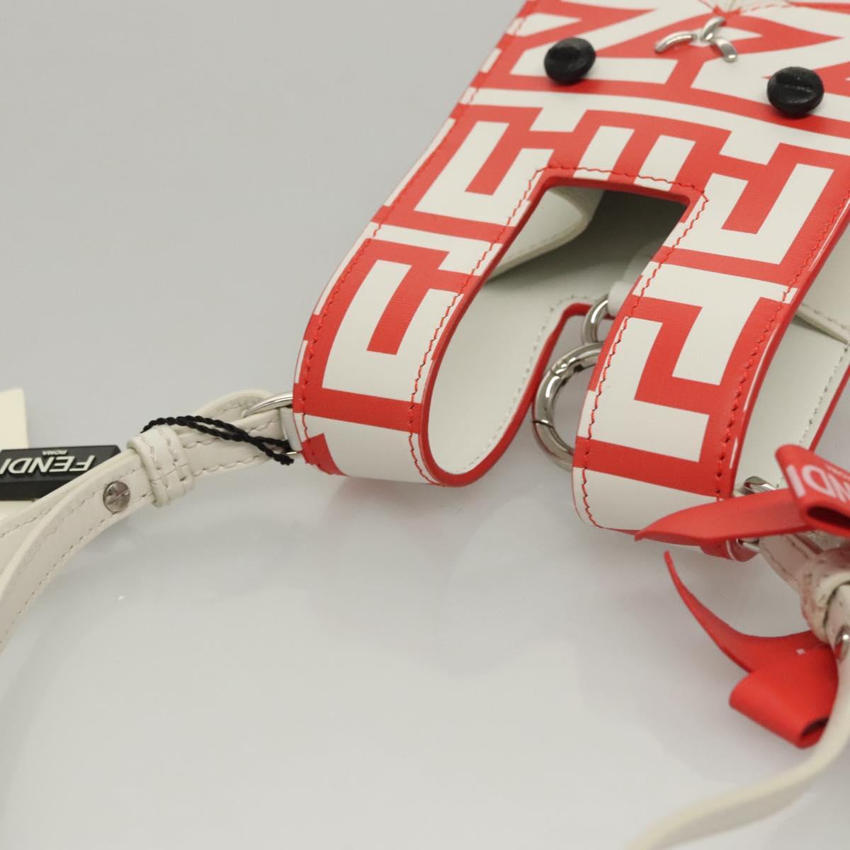 FENDI Bunny Mark Jacobs Collaboration Bag Leather White Red Silver Auth BD1711M
