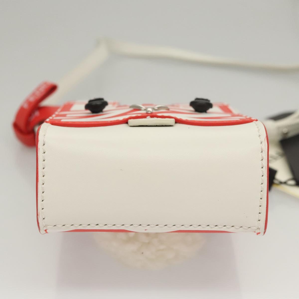 FENDI Bunny Mark Jacobs Collaboration Bag Leather White Red Silver Auth BD1711M