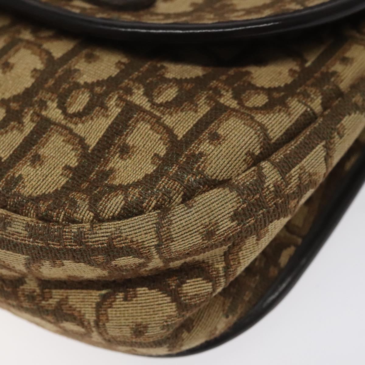Christian Dior Trotter Canvas Shoulder Bag Brown Gold Auth BD172