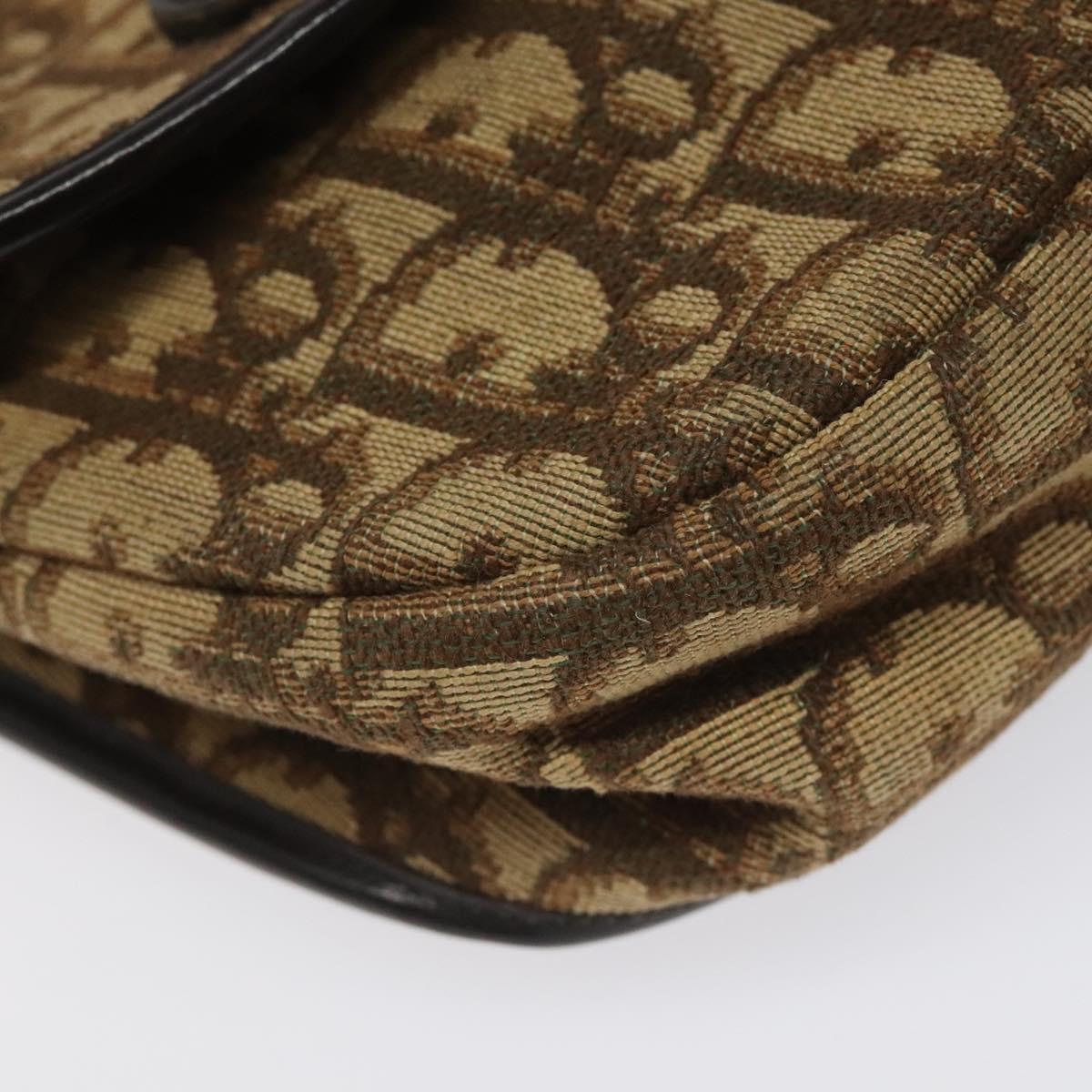 Christian Dior Trotter Canvas Shoulder Bag Brown Gold Auth BD172
