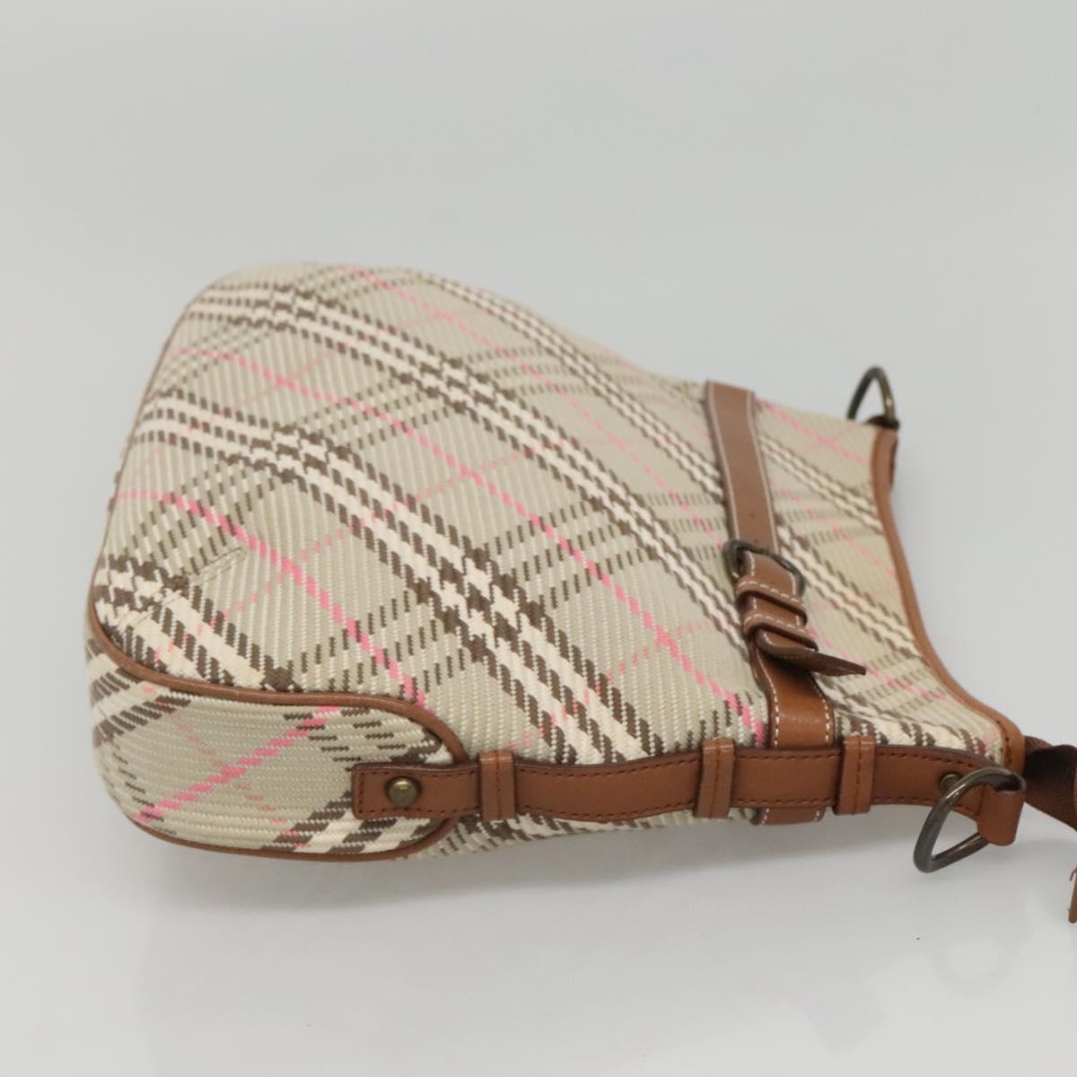 BURBERRY Nova Check Blue Label Shoulder Bag Canvas Beige Auth BD1720