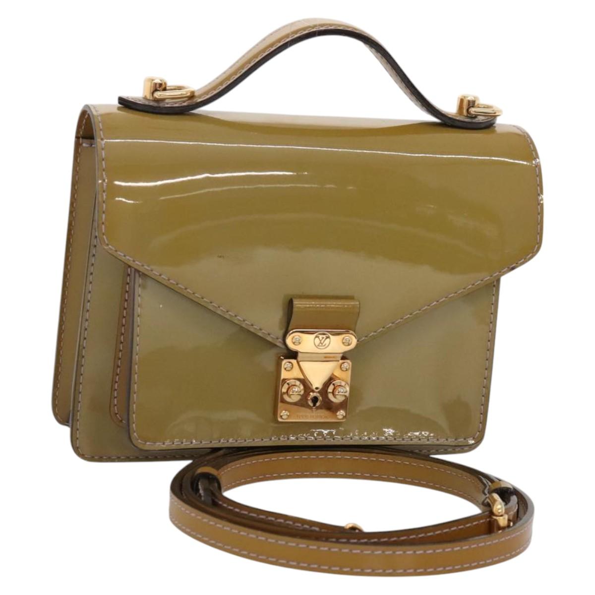 LOUIS VUITTON Monogram Vernis Monceau BB Bag 2way Veil Olive M91578 Auth BD1730