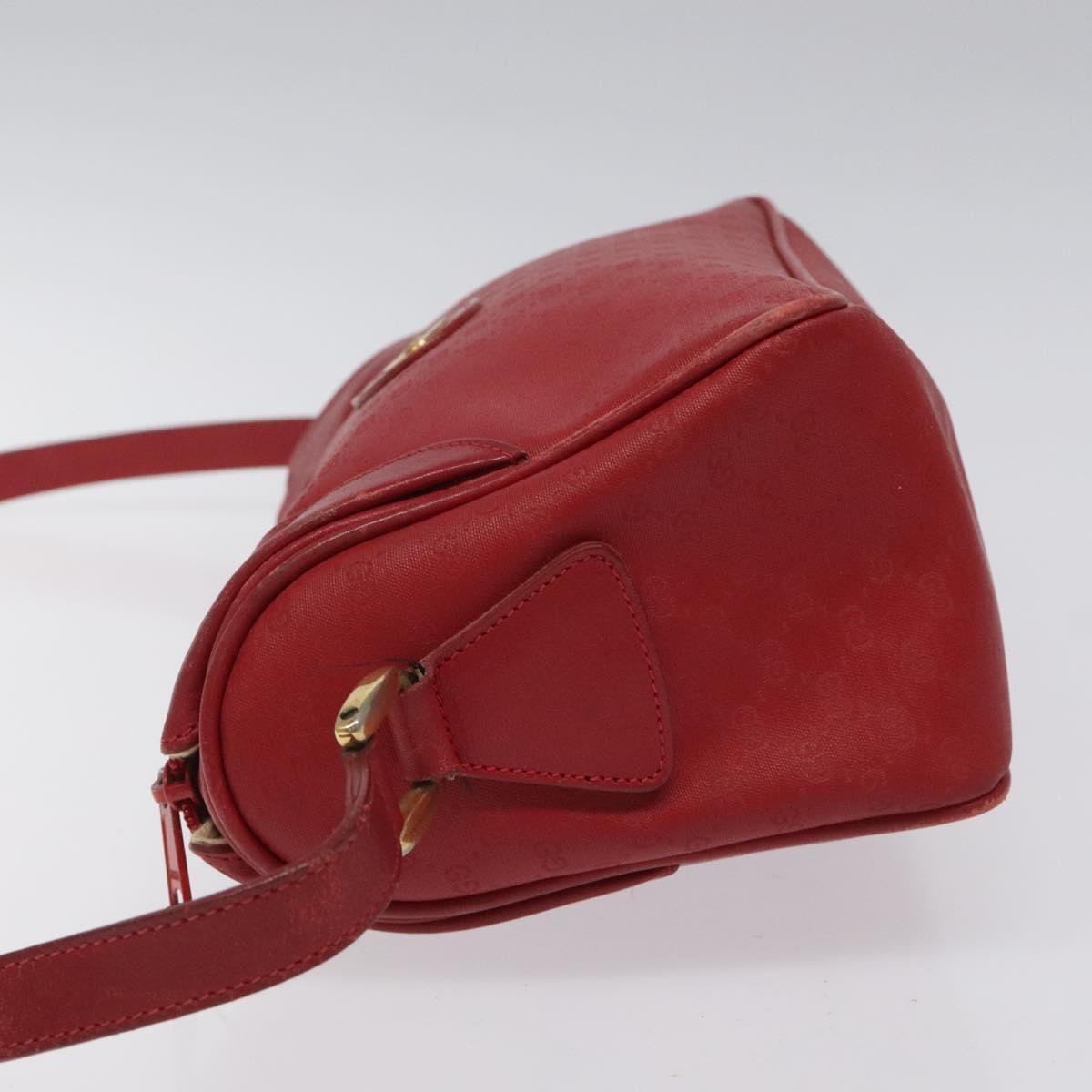 GUCCI Micro GG Supreme Shoulder Bag PVC Gold Red Auth BD174