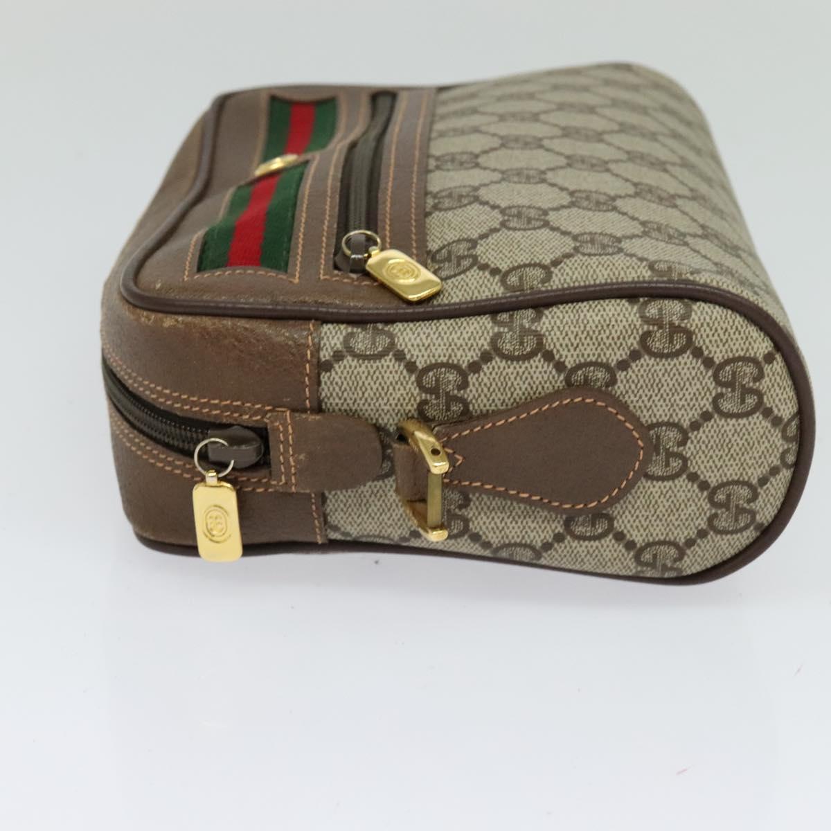 GUCCI GG Supreme Web Sherry Line Bag PVC 2way Beige Gold 56 02 087 Auth BD1741