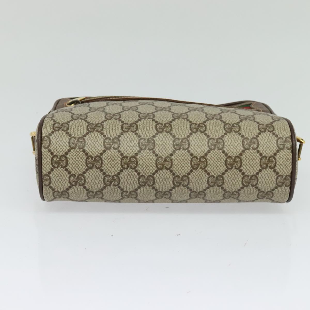 GUCCI GG Supreme Web Sherry Line Bag PVC 2way Beige Gold 56 02 087 Auth BD1741