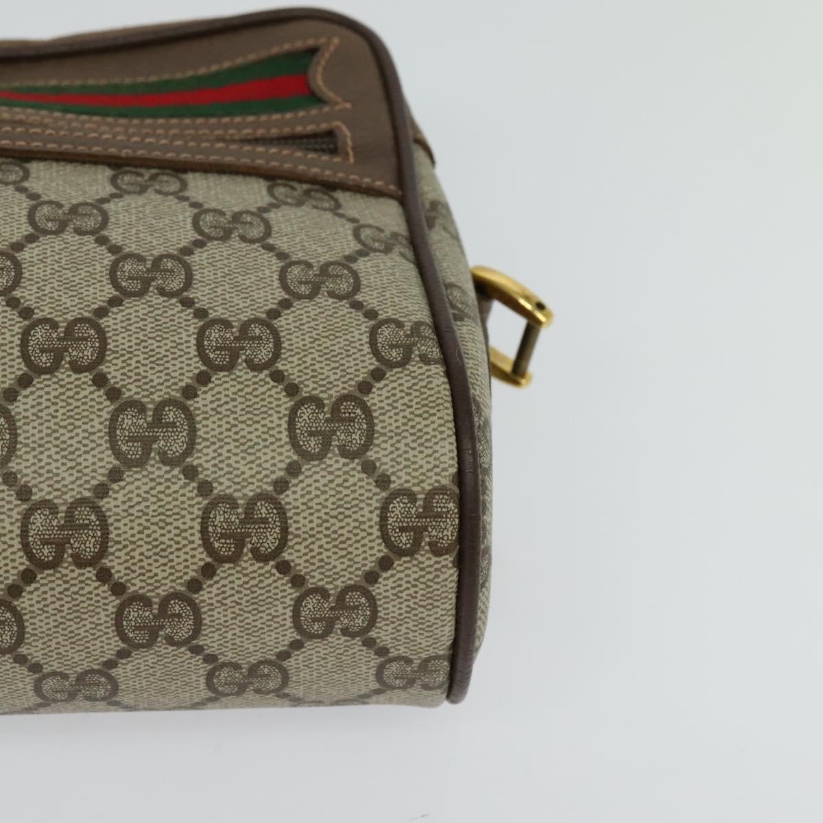 GUCCI GG Supreme Web Sherry Line Bag PVC 2way Beige Gold 56 02 087 Auth BD1741
