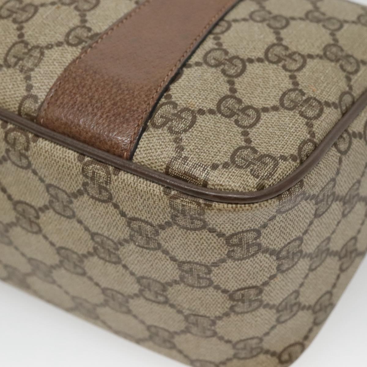GUCCI Micro GG Supreme Web Sherry Line Hand Bag PVC 2way Beige Gold Auth BD1742