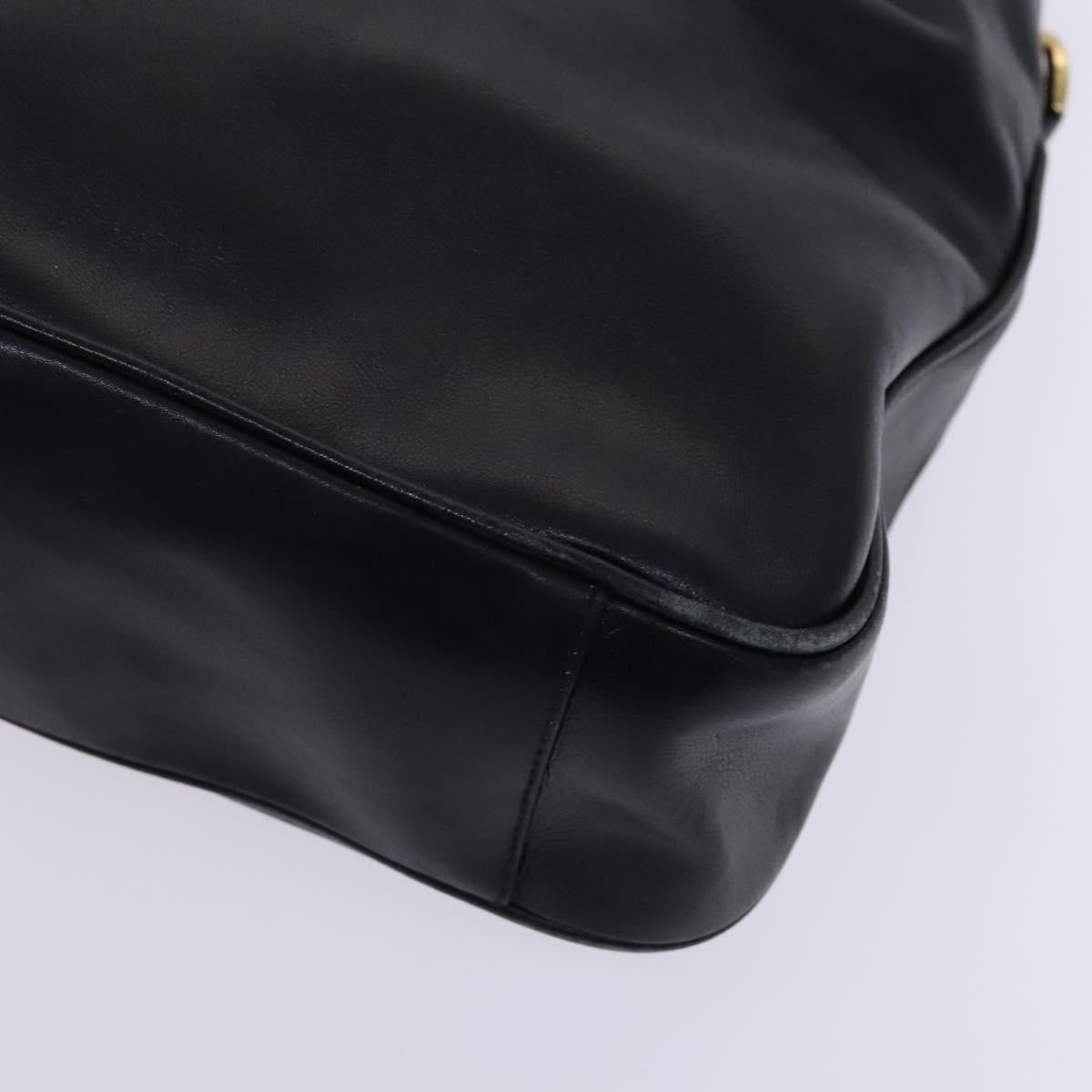 GUCCI Bamboo Hand Bag Leather 2way Black Gold 001 1638 Auth BD1743