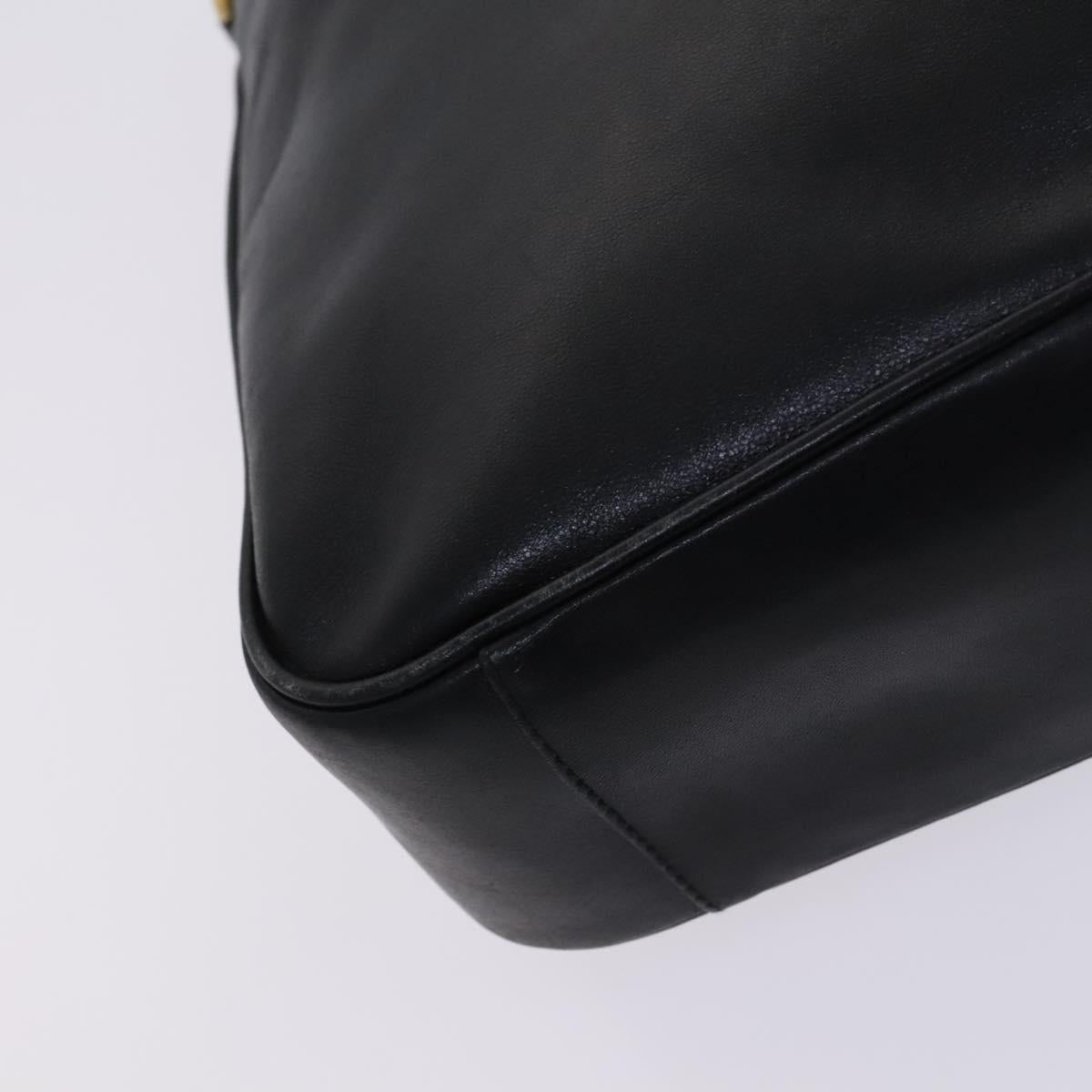 GUCCI Bamboo Hand Bag Leather 2way Black Gold 001 1638 Auth BD1743