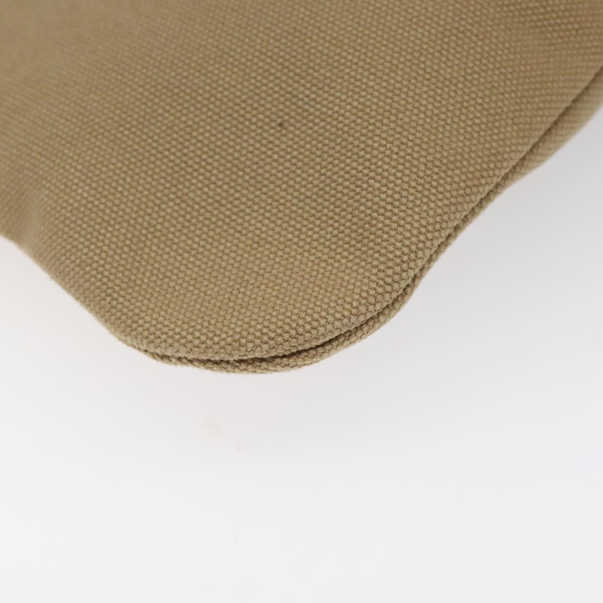 PRADA Clutch Bag Canvas Beige Silver Auth BD1747