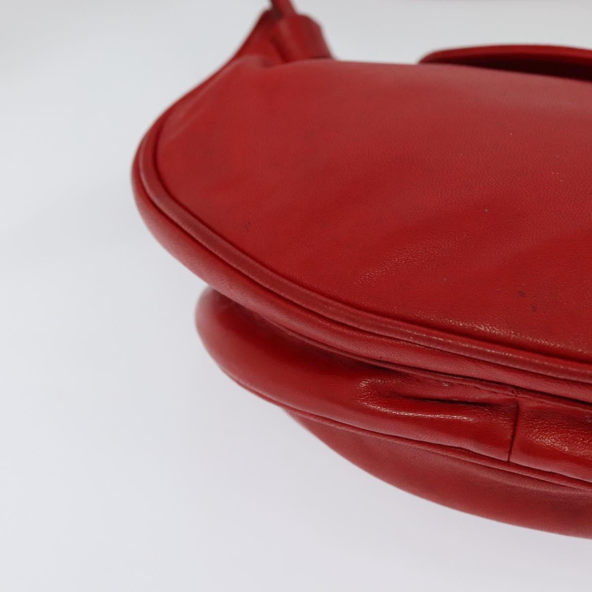 GUCCI Waist bag Leather Red Gold Auth BD1765