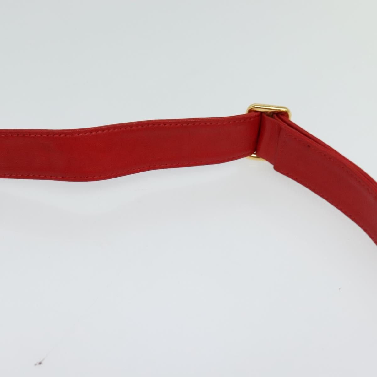 GUCCI Waist bag Leather Red Gold Auth BD1765