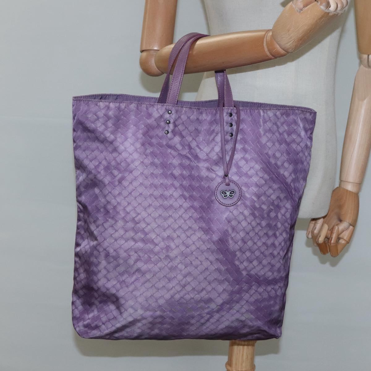 BOTTEGA VENETA INTRECCIATO Tote Bag Nylon Purple Auth BD1795