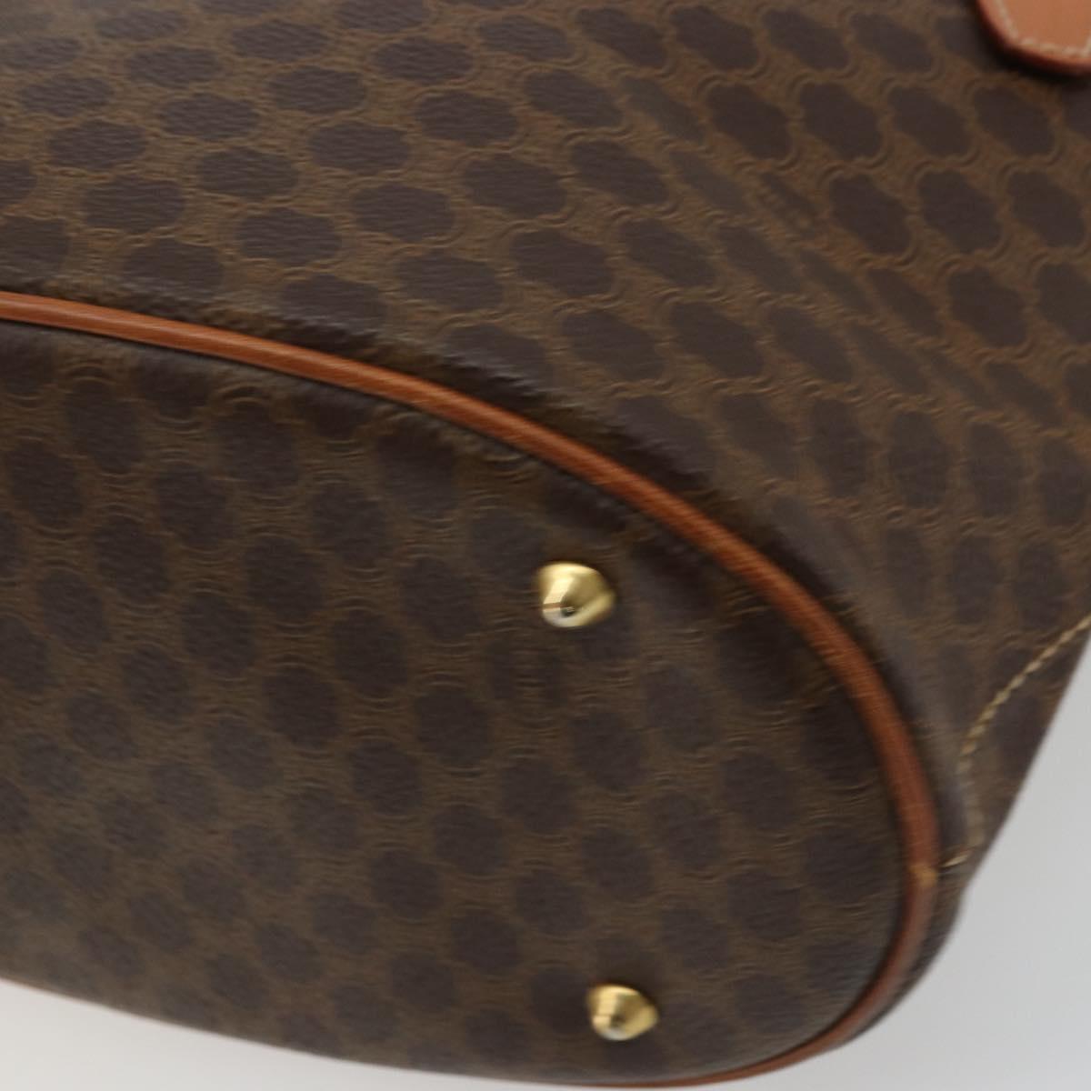 CELINE Macadam Canvas Tote Bag PVC Leather Brown Gold Auth BD1817