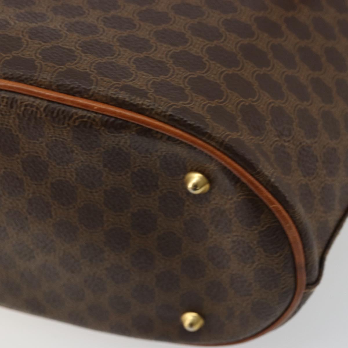 CELINE Macadam Canvas Tote Bag PVC Leather Brown Gold Auth BD1817