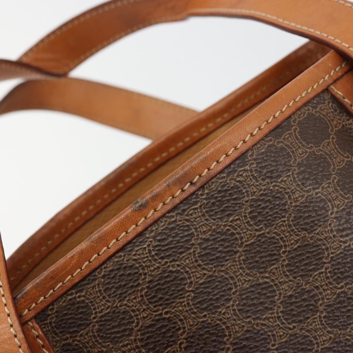 CELINE Macadam Canvas Tote Bag PVC Leather Brown Gold Auth BD1817
