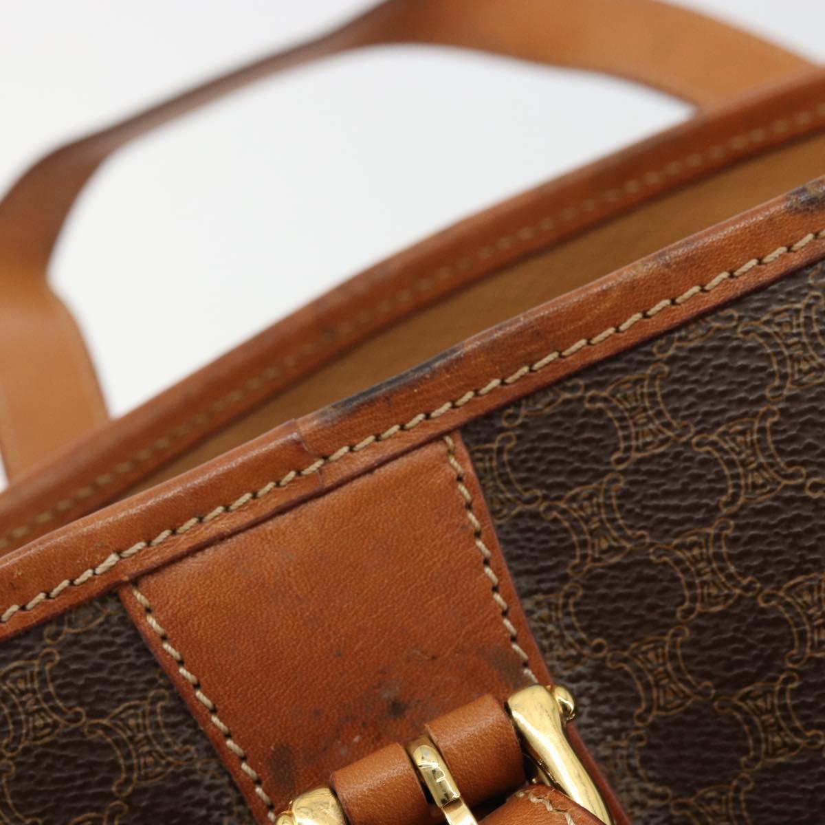 CELINE Macadam Canvas Tote Bag PVC Leather Brown Gold Auth BD1817
