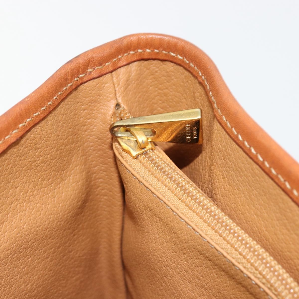 CELINE Macadam Canvas Tote Bag PVC Leather Brown Gold Auth BD1817
