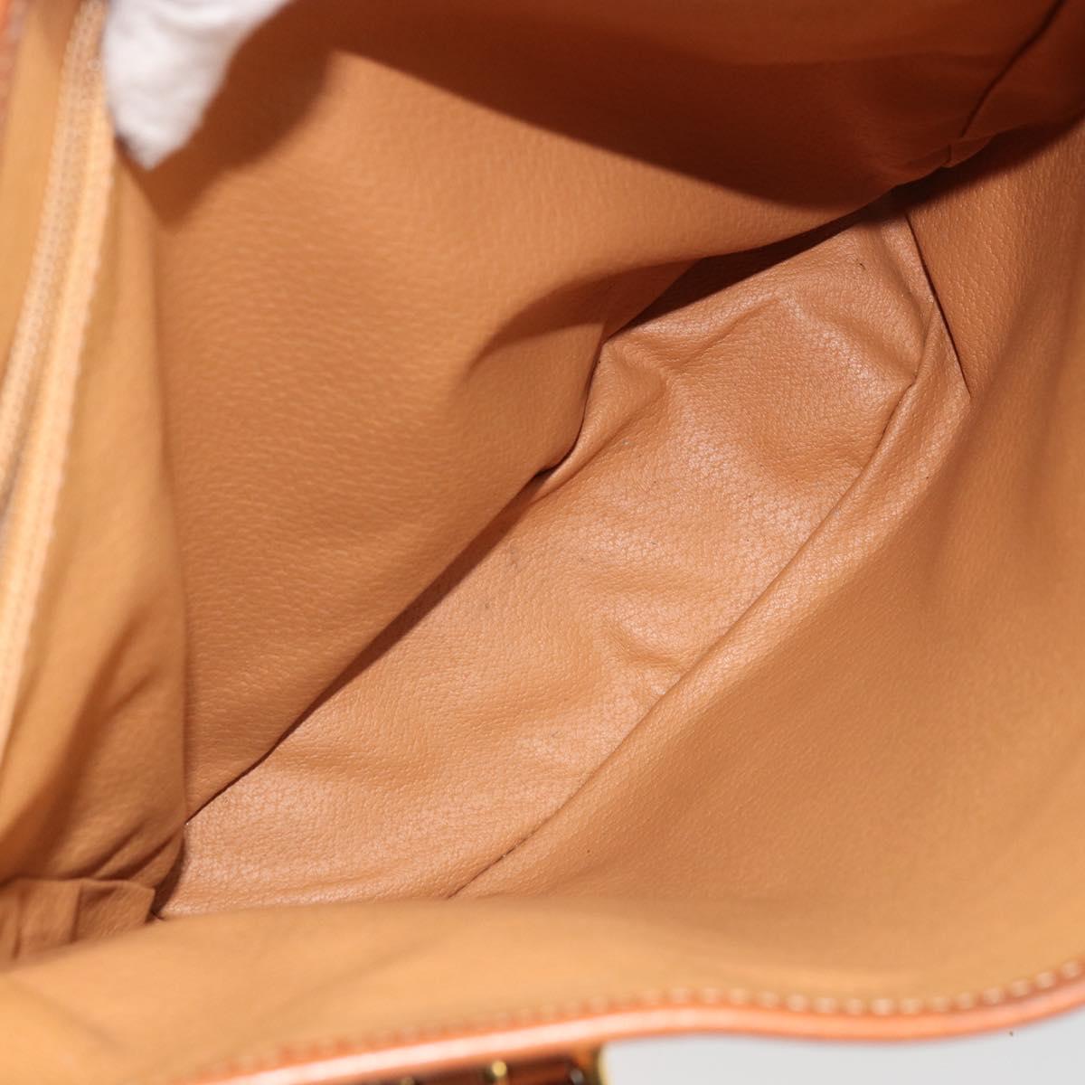 CELINE Macadam Canvas Tote Bag PVC Leather Brown Gold Auth BD1817