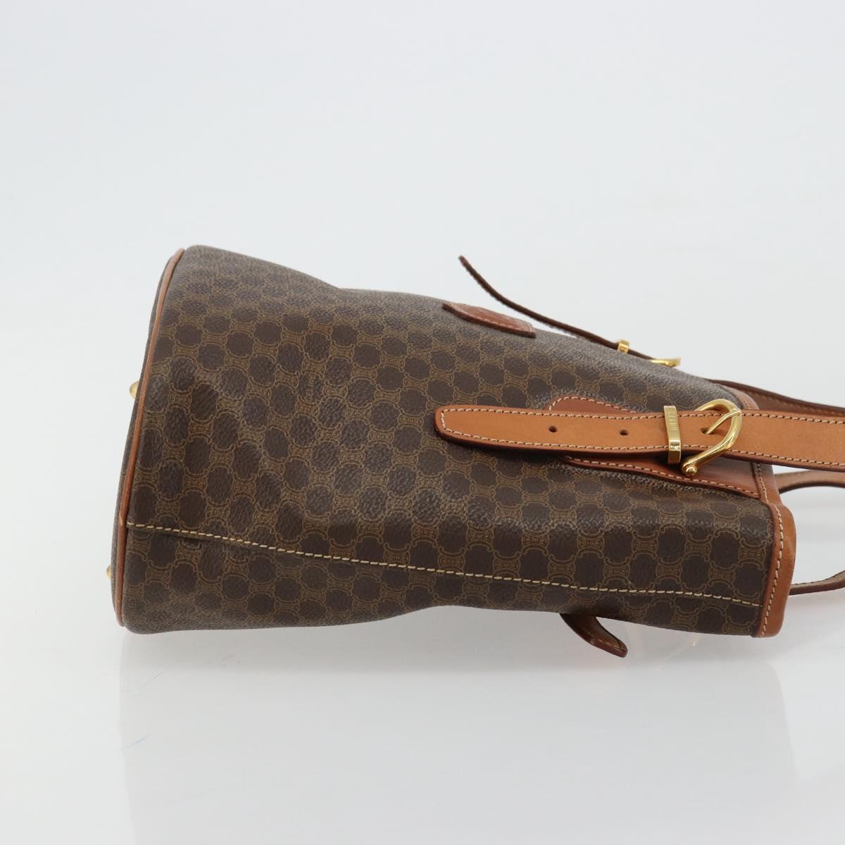 CELINE Macadam Canvas Tote Bag PVC Leather Brown Gold Auth BD1817