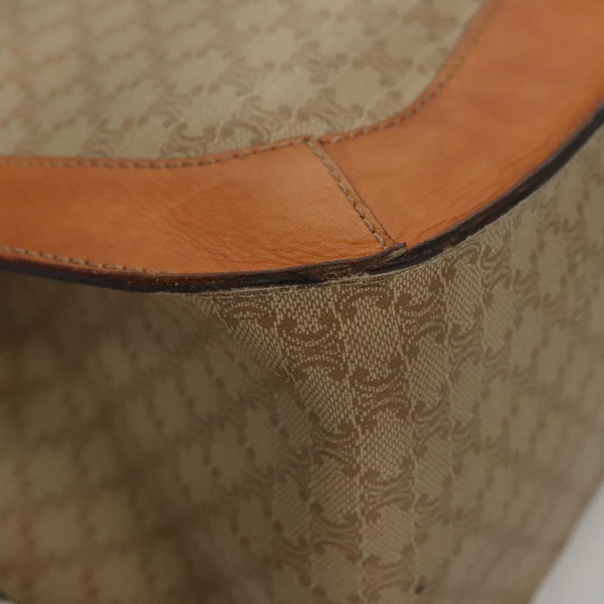 CELINE Macadam Canvas Tote Bag Beige Gold Auth BD1818