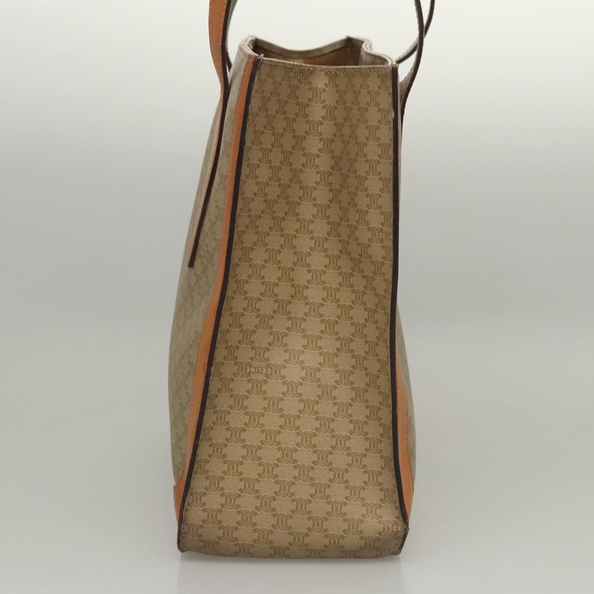 CELINE Macadam Canvas Tote Bag Beige Gold Auth BD1818