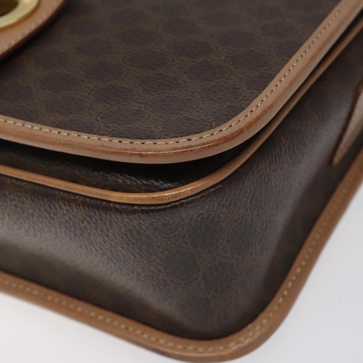 CELINE Macadam Canvas Shoulder Bag PVC Leather Brown Gold Auth BD184